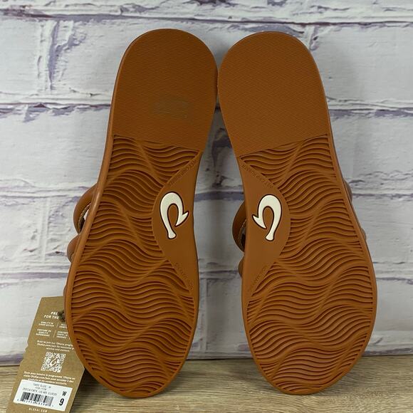 Olukai Tiare Slide Fox Brown Leather Sandals Women's Size 9 NEW - Picture 7 of 8